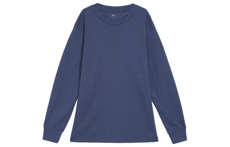 UNIQLO T Shirts Unisex Sea Blue Crew Neck Moderate
