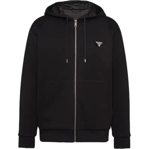 Prada logo-appliqué zip-up hoodie