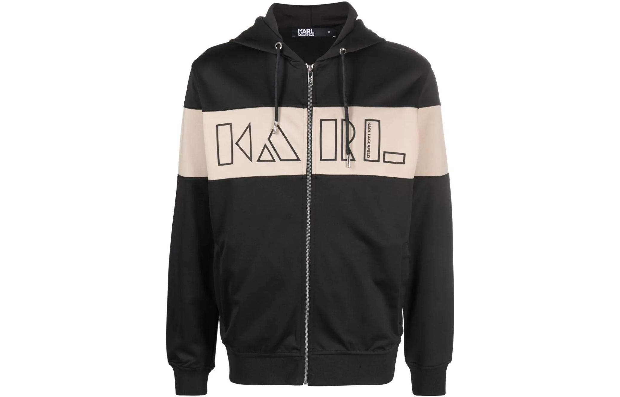 【Zoomed ImageryPrevious Season】logo-print zip-up cotton hoodie