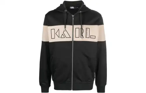 【Zoomed ImageryPrevious Season】logo-print zip-up cotton hoodie