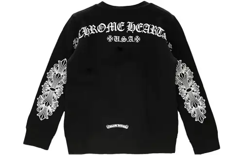 Chrome Hearts Sweatshirts Unisex Black Crew Neck Moderate Regular