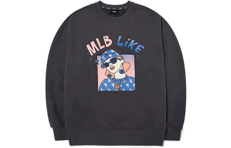 MLB LIKE Los Angeles Dodgers Sweatshirts Unisex Gray Crew Neck Moderate Other