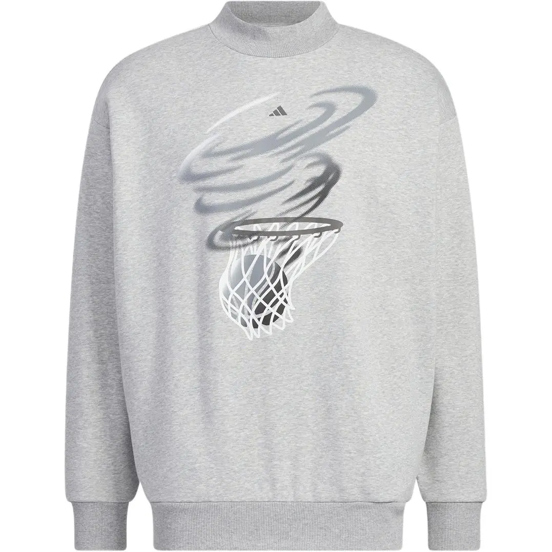 Adidas Basketball Crew Sweatshirt American Sweatshirt Unisex Medium Heather Gray