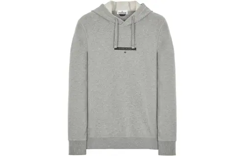 STONE ISLAND FW21 Brushed Fleece Print Fleece Lined Hooded Sweatshirt Men's Gray