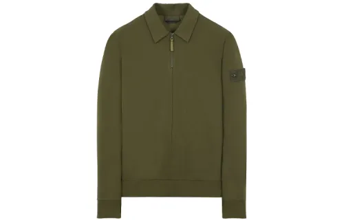 STONE ISLAND Sweatshirts Men's Army Green Lapel Moderate Other