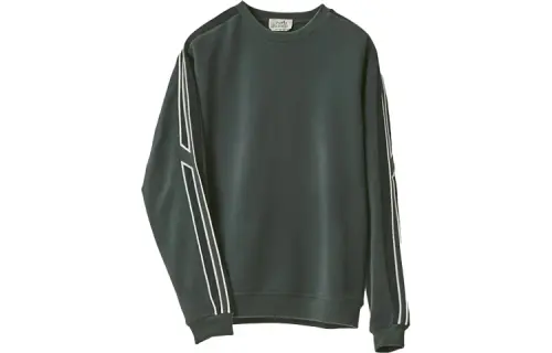 HERMES Sweatshirts Men's Army Green Crew Neck Moderate Regular