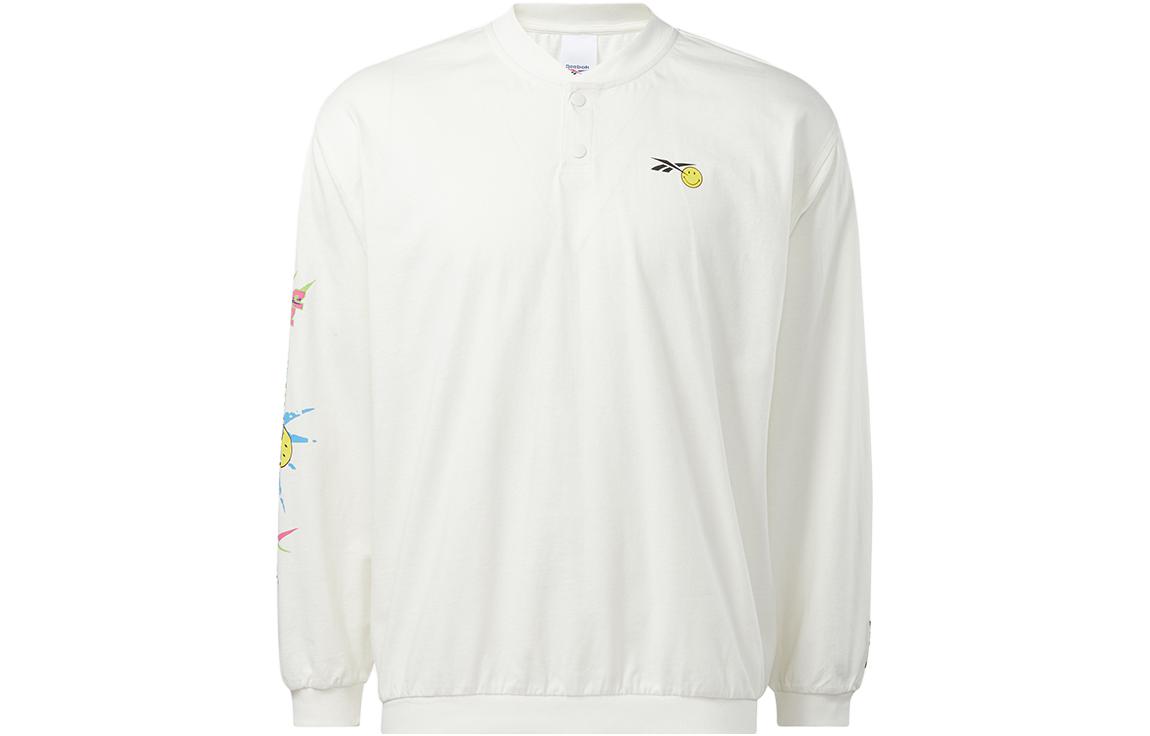 Reebok X SMILEY Sweatshirts Unisex White Baseball Collar Moderate Regular