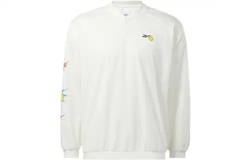 Reebok X SMILEY Sweatshirts Unisex White Baseball Collar Moderate Regular