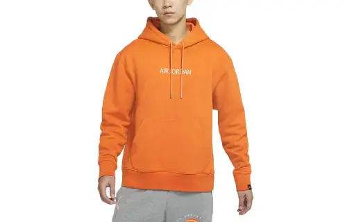 Jordan Air Sweatshirts Men's Orange Hooded Moderate Regular