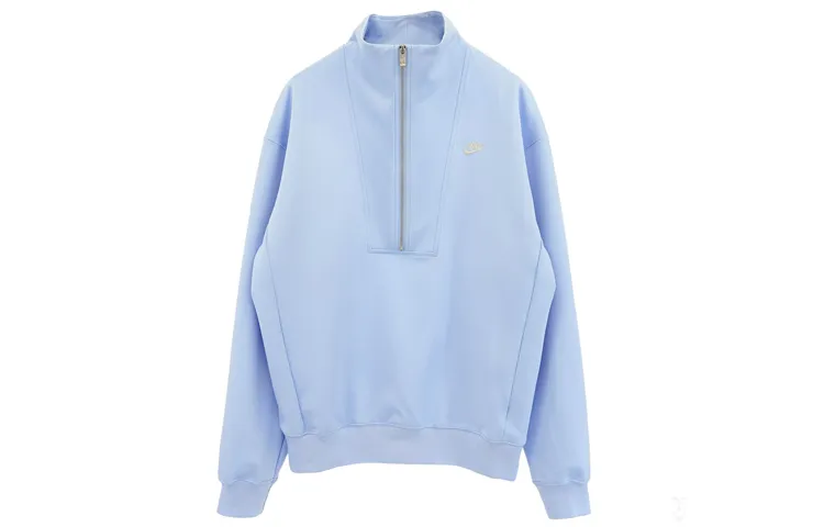 Nike Sweatshirts Men's Blue Stand Collar Moderate Regular