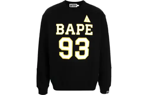 A BATHING APE Sweatshirts Men's Black Crew Neck Moderate Regular