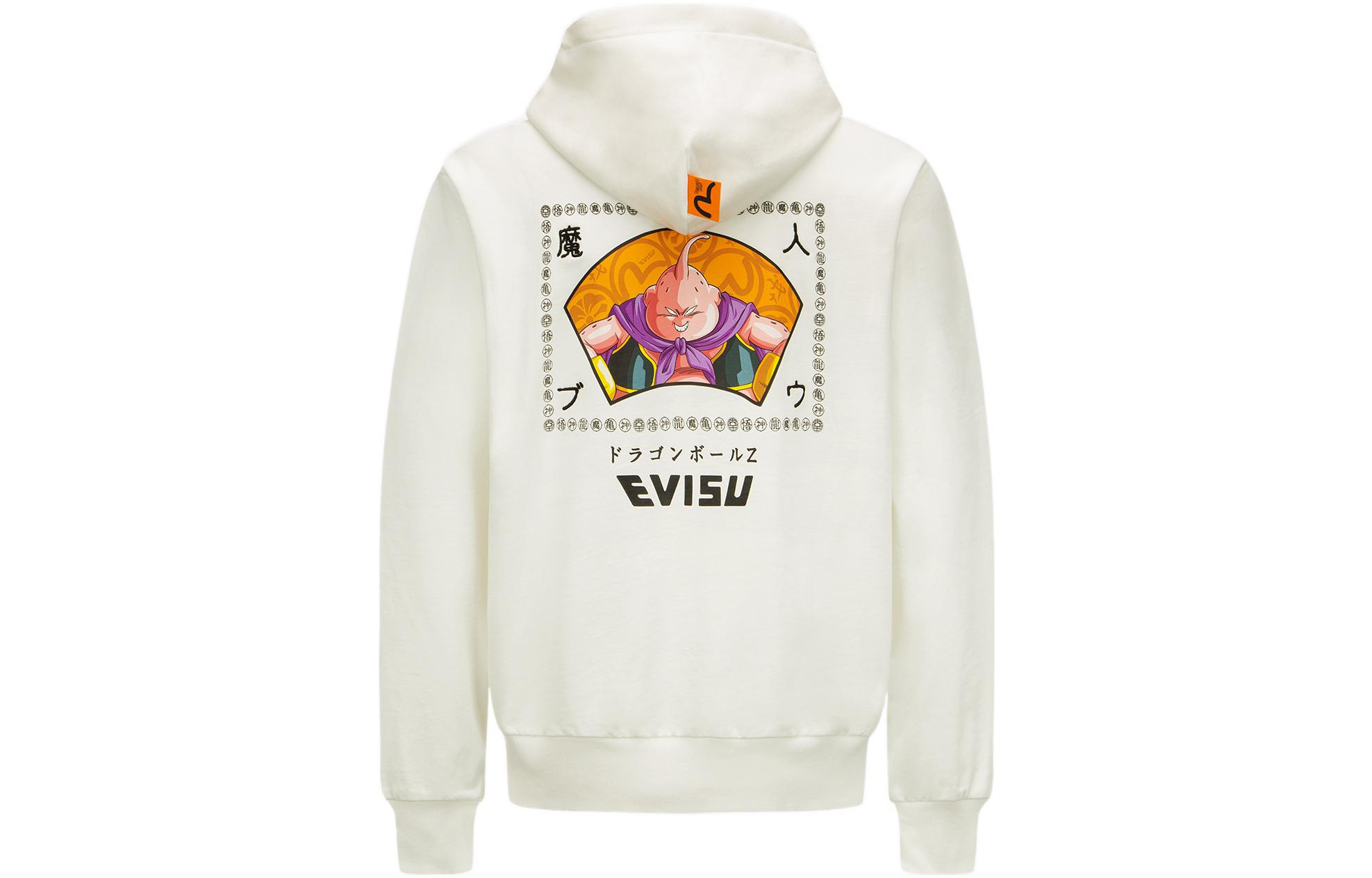 EVISU X Dragon Ball Z Co Branded Sweatshirts Unisex White Hooded Moderate Regular