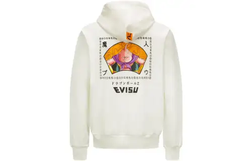 EVISU X Dragon Ball Z Co Branded Sweatshirts Unisex White Hooded Moderate Regular