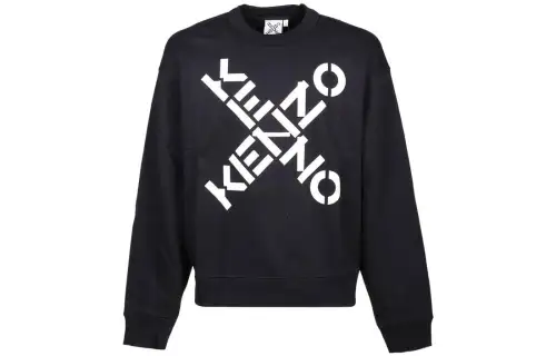 KENZO Sweatshirts Men's Black Crew Neck Moderate Regular