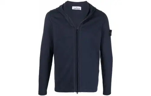 STONE ISLAND Sweatshirts Men's Dark Blue Hooded Moderate Cardigan
