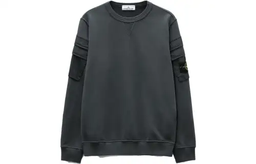 STONE ISLAND Sweatshirts Unisex Lead Gray Crew Neck Moderate Other
