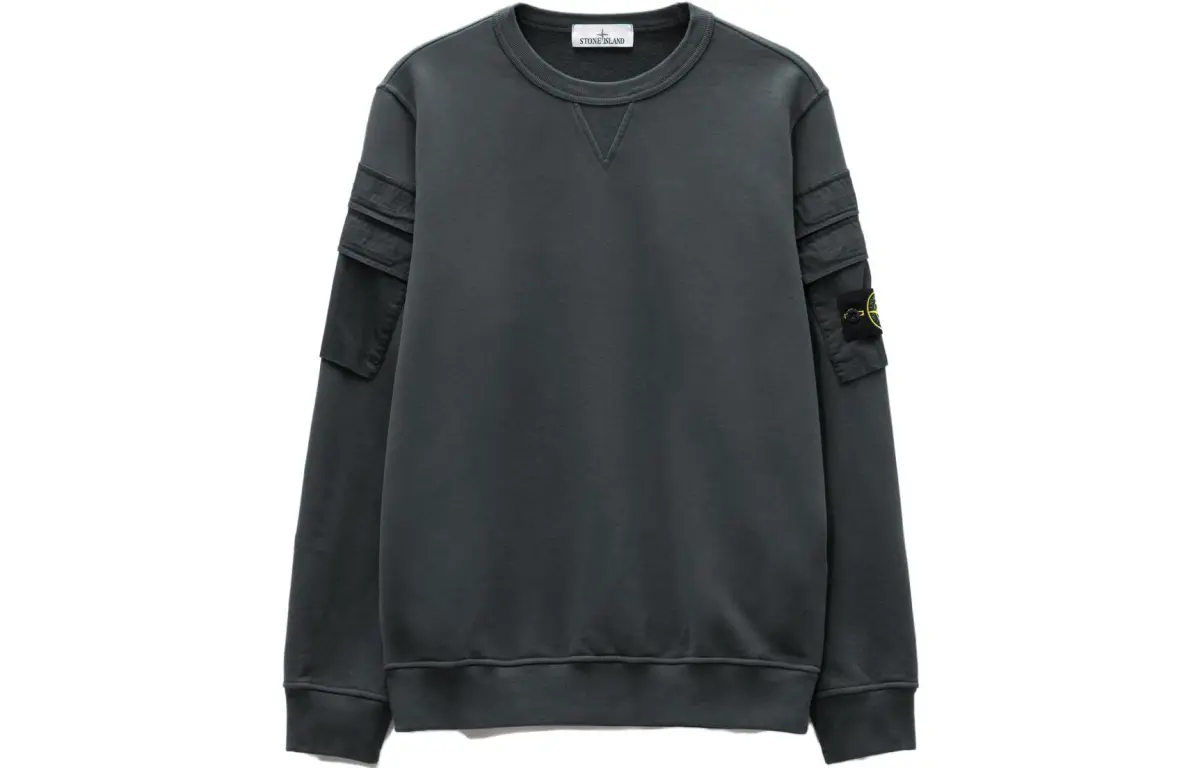 STONE ISLAND Sweatshirts Unisex Lead Gray Crew Neck Moderate Other