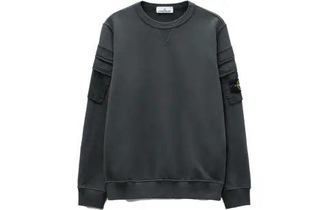 STONE ISLAND Sweatshirts Unisex Lead Gray Crew Neck Moderate Other