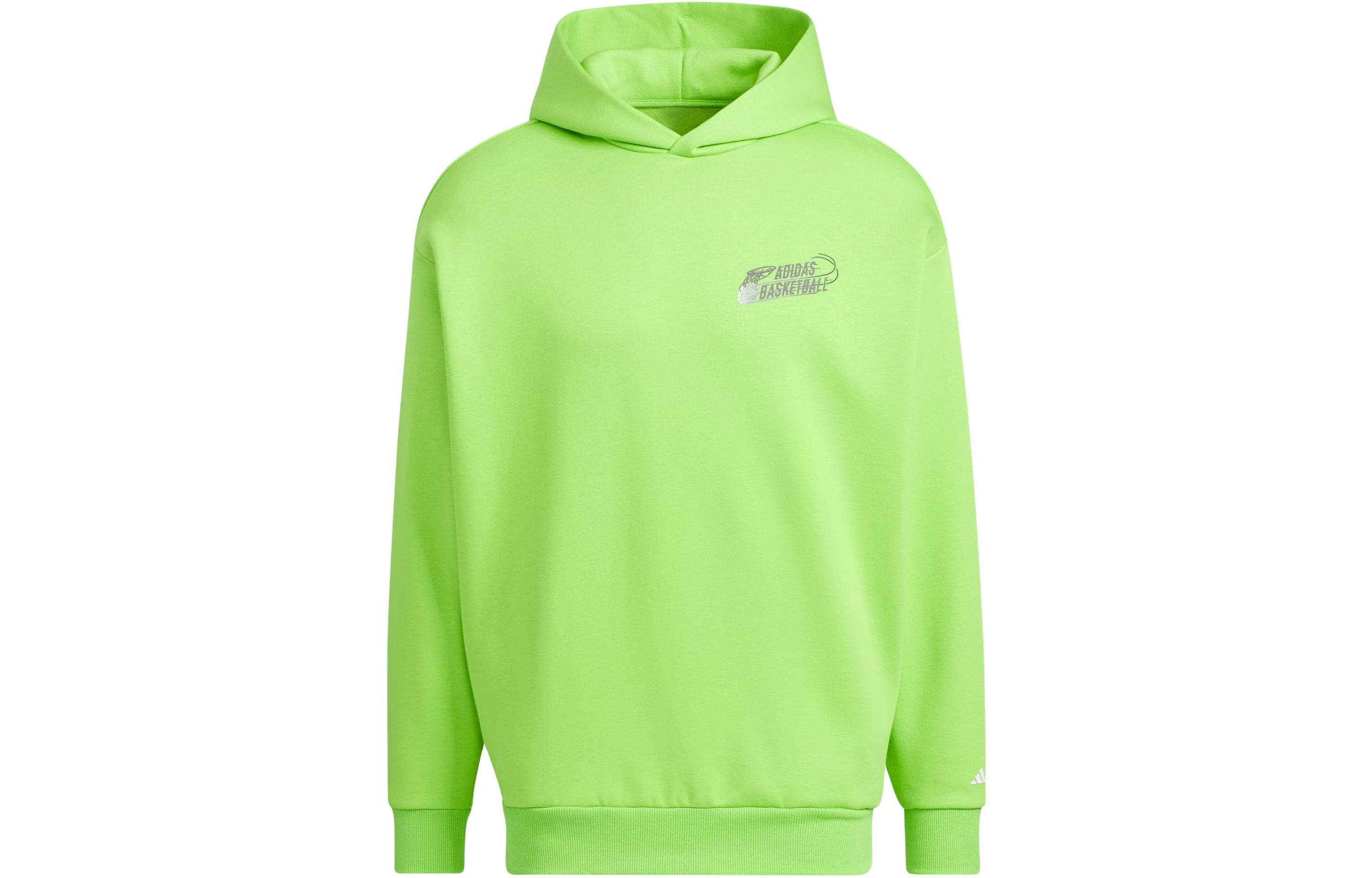 Adidas Basketball Graphic Hoodie Sweatshirt Unisex Half Neon Green