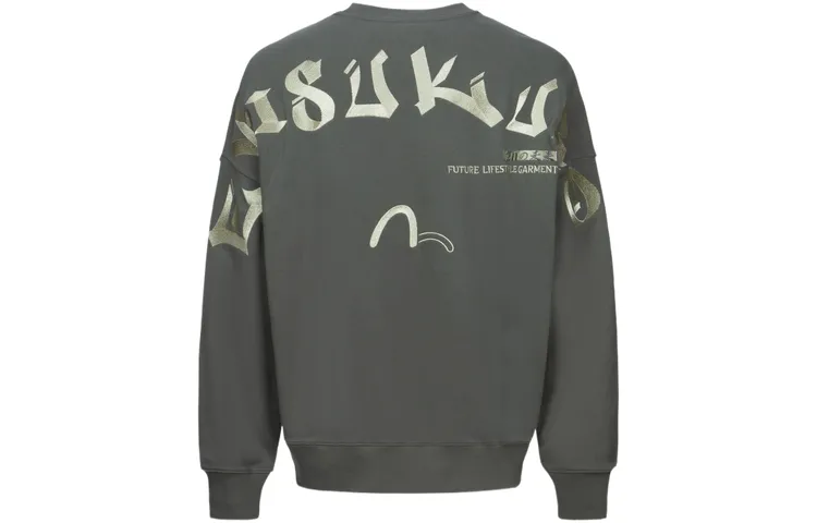 EVISU Sweatshirts Men's Gray Crew Neck Moderate Regular