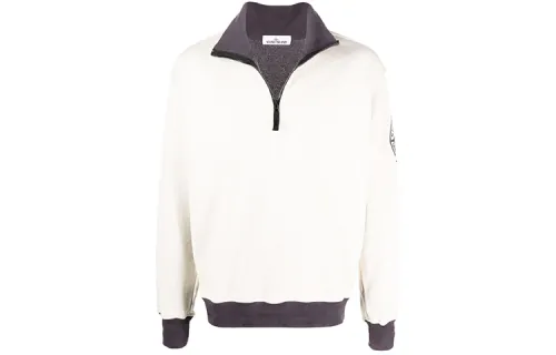 STONE ISLAND Sweatshirts Men's White Stand Collar Moderate Regular