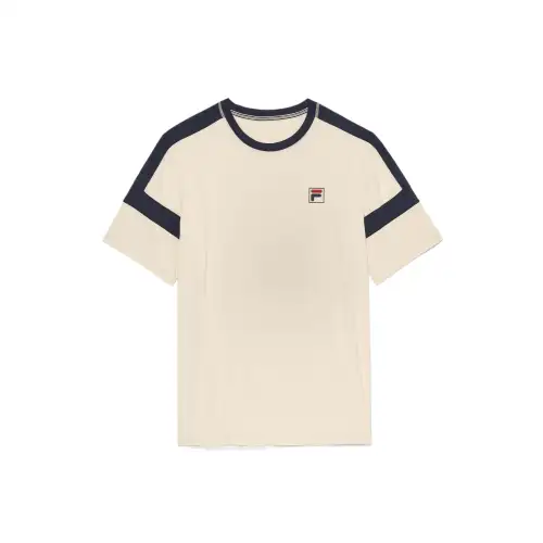 FILA T Shirts Men's Ecru Crew Neck Moderate Straight Fit