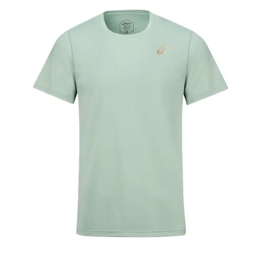 ASICS T Shirts Men's Green Crew Neck Moderate