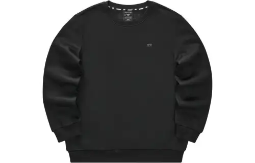 Skechers Colorful Solid Color Fleece Lined Knitted Fabric Crew Neck Pullover Sweatshirt Unisex Carbon Black