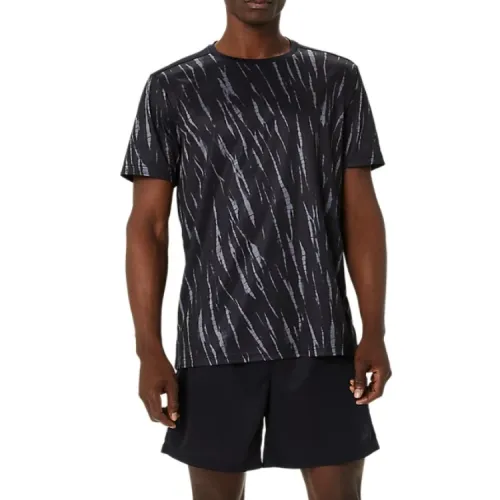 ASICS T Shirts Men's Black Crew Neck Moderate Straight Fit