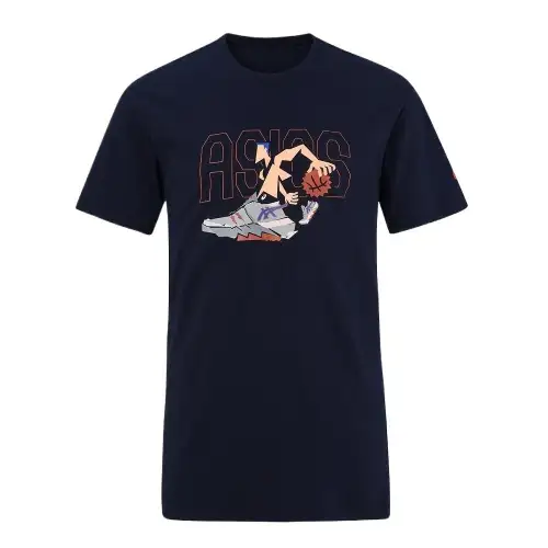 ASICS T Shirts Unisex Black Crew Neck Moderate