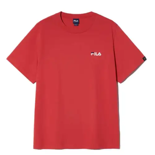 FILA T Shirts Unisex Red Crew Neck Moderate Straight Fit