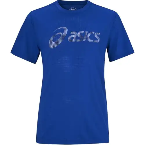 ASICS T Shirts Men's Blue Crew Neck Moderate Straight Fit