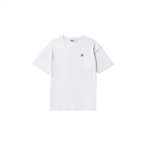FILA T Shirts Unisex White 100 Crew Neck Moderate Straight Fit