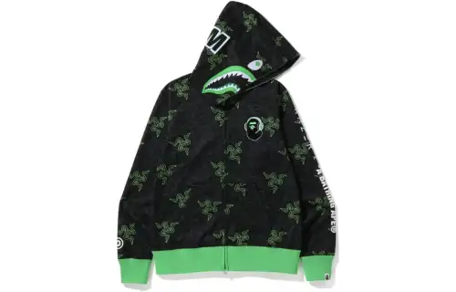Bape X Razer Neon Camo Shark Full Zip Hoodie