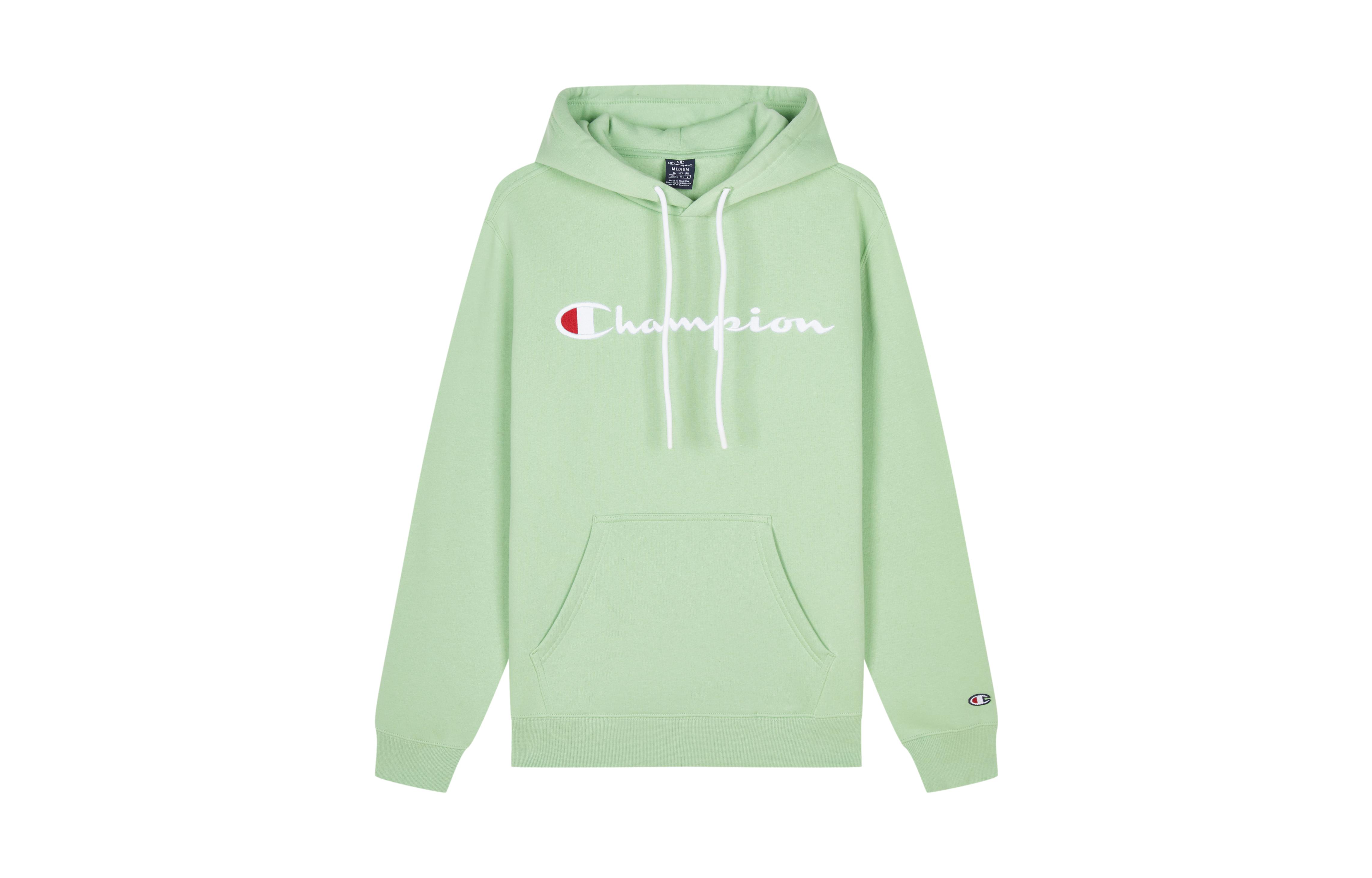 Champion FW23 Legacy Series Champion velvet thickened pullover slightly elastic embroidered cursive logo trendy versatile Maillard hooded American sweatshirt European version for men and women.