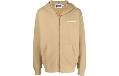 A BATHING APE Sweatshirts Men's Brown Yellow Hooded Moderate Cardigan