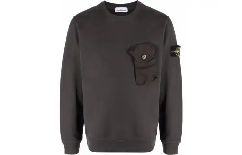 STONE ISLAND Sweatshirts Men's Charcoal Gray Crew Neck Moderate Regular