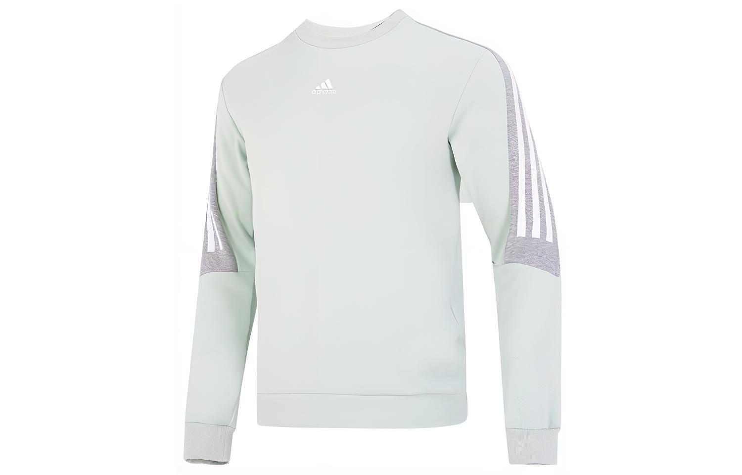 Adidas, classic sports green sweatshirt for leisure with a round collar, American style