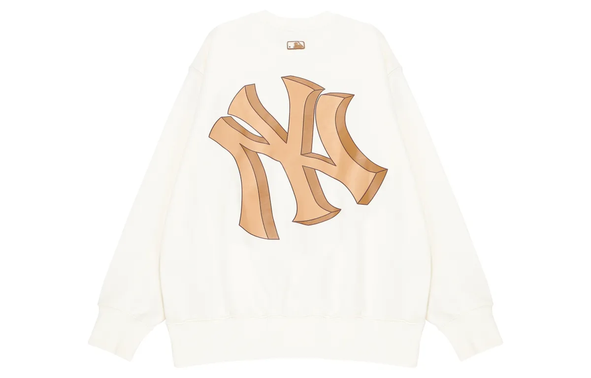 MLB New York Yankees Sweatshirts Unisex Cream Crew Neck Moderate Straight Fit