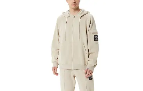 ASICS Sweatshirts Men's Ecru Hooded Moderate Regular