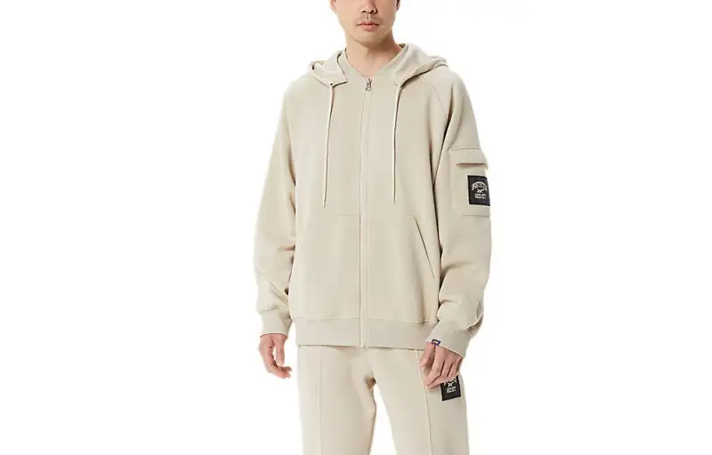 ASICS Sweatshirts Men's Ecru Hooded Moderate Regular