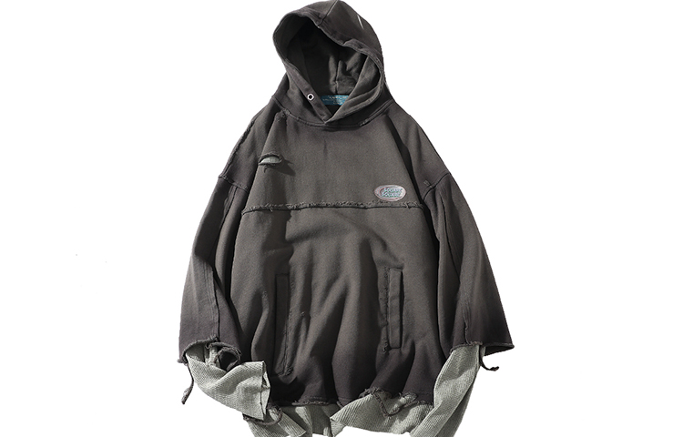 A SQUARE ROOT Sweatshirts Unisex Dark Gray Hooded Moderate Mock Two Piece