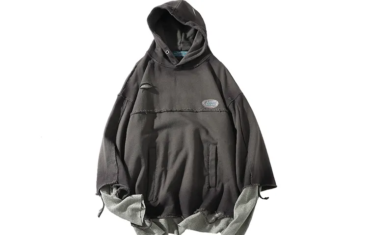 A SQUARE ROOT Sweatshirts Unisex Dark Gray Hooded Moderate Mock Two Piece