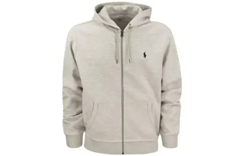 Polo Ralph Lauren Men Double Knit Zip-Up Hoodie Light Sport Heather/Navy