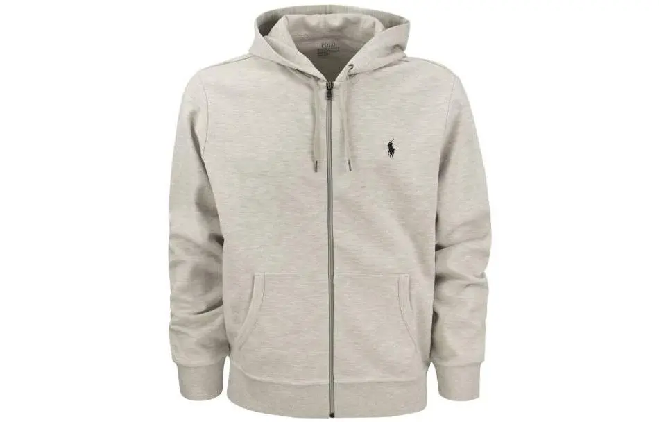 Polo Ralph Lauren Men Double Knit Zip-Up Hoodie Light Sport Heather/Navy