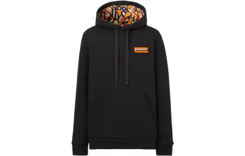 Burberry Logo Applique Cotton Hoodie