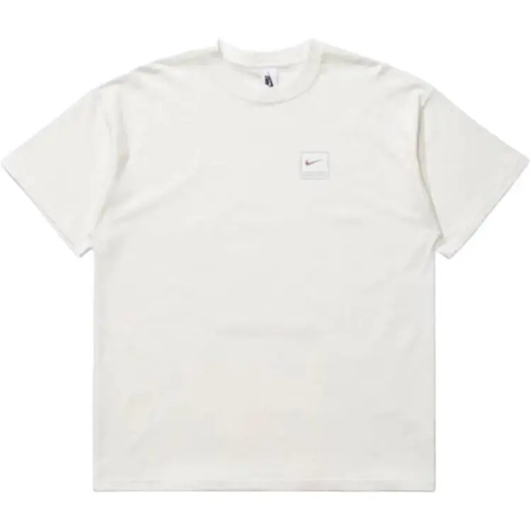 Nike T-Shirts Men's White Crew Neck Moderate Straight Fit