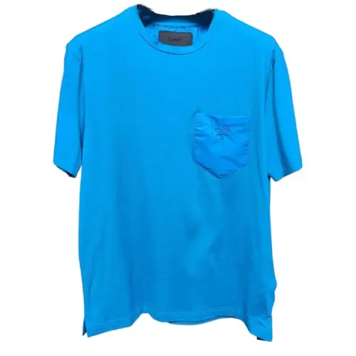PRADA T Shirts Men's Blue Crew Neck Moderate Straight Fit