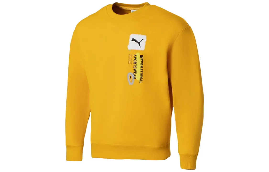 PUMA Sweatshirts Men's Yellow Crew Neck Moderate Regular