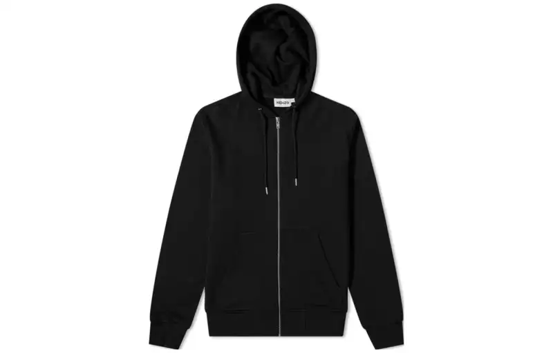 KENZO Sweatshirts Men's Black Hooded Moderate Cardigan